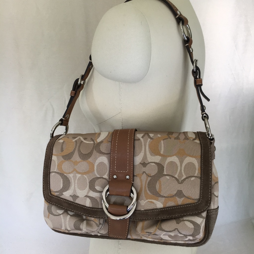 Coach Signature C in Camel with Leather/Suede Trim